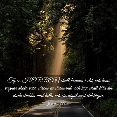 Picture 03 - Jesaja 66:15 SV1917 - Ty se, HERREN skall komma i eld, och hans vagnar - Bible Verse Picture