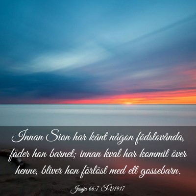 Picture 03 - Jesaja 66:7 SV1917 - Innan Sion har känt någon födslovånda, föder - Bible Verse Picture