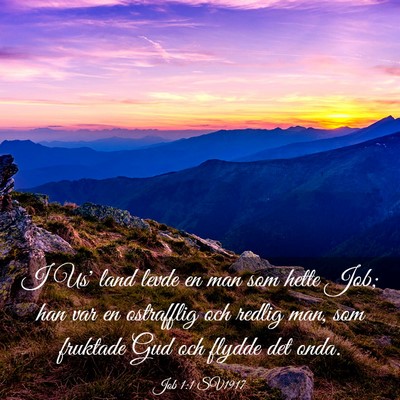 Picture 03 - Job 1:1 SV1917 - I Us' land levde en man som hette Job; han var en - Bible Verse Picture