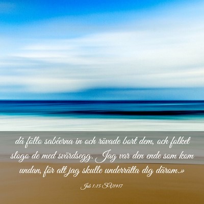 Picture 03 - Job 1:15 SV1917 - då föllo sabéerna in och rövade bort dem, och - Bible Verse Picture