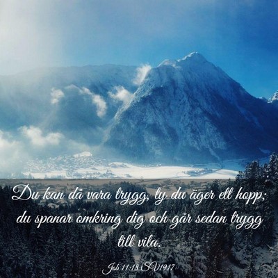 Picture 03 - Job 11:18 SV1917 - Du kan då vara trygg, ty du äger ett hopp; du - Bible Verse Picture