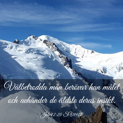 Picture 03 - Job 12:20 SV1917 - Välbetrodda män berövar han målet och - Bible Verse Picture