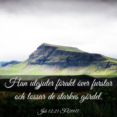 Picture 03 - Job 12:21 SV1917 - Han utgjuter förakt över furstar och lossar de - Bible Verse Picture