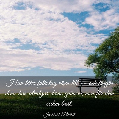 Picture 03 - Job 12:23 SV1917 - Han låter folkslag växa till -- och förgör - Bible Verse Picture