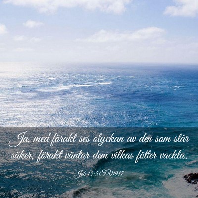 Picture 03 - Job 12:5 SV1917 - Ja, med förakt ses olyckan av den som står - Bible Verse Picture