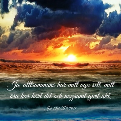 Picture 03 - Job 13:1 SV1917 - Ja, alltsammans har mitt öga sett, mitt öra har - Bible Verse Picture