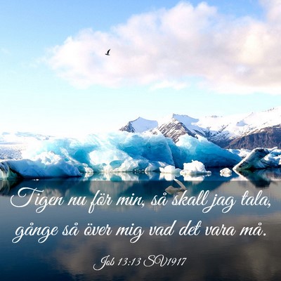 Picture 03 - Job 13:13 SV1917 - Tigen nu för min, så skall jag tala, gånge så - Bible Verse Picture