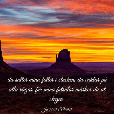 Picture 03 - Job 13:27 SV1917 - du sätter mina fötter i stocken, du vaktar på - Bible Verse Picture