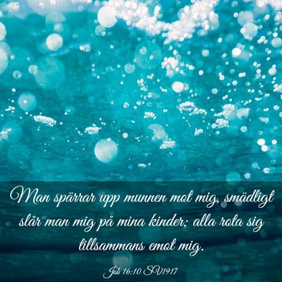 Picture 03 - Job 16:10 SV1917 - Man spärrar upp munnen mot mig, smädligt slår - Bible Verse Picture
