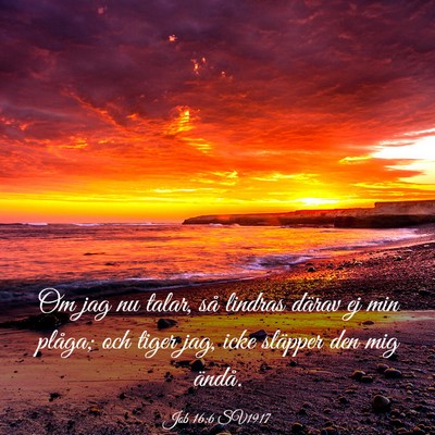 Picture 03 - Job 16:6 SV1917 - Om jag nu talar, så lindras därav ej min - Bible Verse Picture