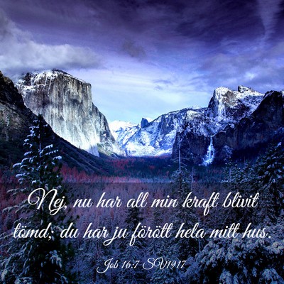 Picture 03 - Job 16:7 SV1917 - Nej, nu har all min kraft blivit tömd; du har ju - Bible Verse Picture
