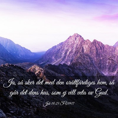 Picture 03 - Job 18:21 SV1917 - Ja, så sker det med den orättfärdiges hem, så - Bible Verse Picture