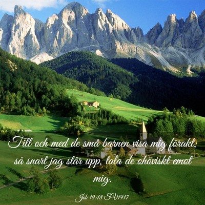 Picture 03 - Job 19:18 SV1917 - Till och med de små barnen visa mig förakt; så - Bible Verse Picture