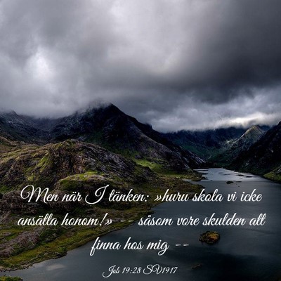 Picture 03 - Job 19:28 SV1917 - Men när I tänken: »huru skola vi icke ansätta - Bible Verse Picture