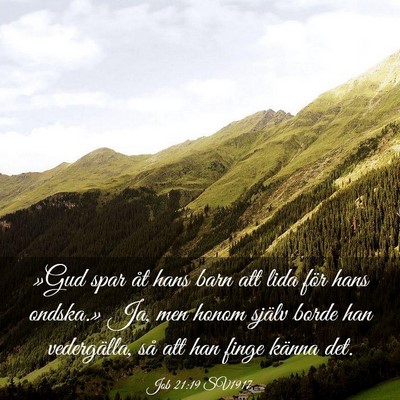 Picture 03 - Job 21:19 SV1917 - »Gud spar åt hans barn att lida för hans - Bible Verse Picture