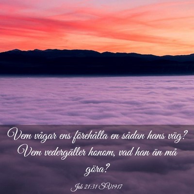 Picture 03 - Job 21:31 SV1917 - Vem vågar ens förehålla en sådan hans väg? - Bible Verse Picture
