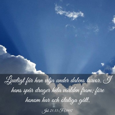Picture 03 - Job 21:33 SV1917 - Ljuvligt får han vilja under dalens torvor. I - Bible Verse Picture
