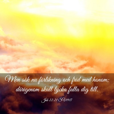 Picture 03 - Job 22:21 SV1917 - Men sök nu förlikning och frid med honom; - Bible Verse Picture