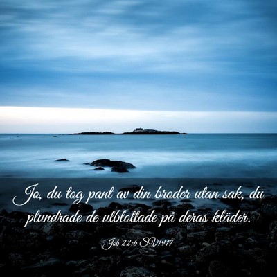 Picture 03 - Job 22:6 SV1917 - Jo, du tog pant av din broder utan sak, du - Bible Verse Picture