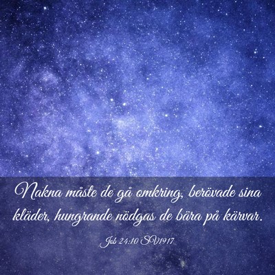 Picture 03 - Job 24:10 SV1917 - Nakna måste de gå omkring, berövade sina - Bible Verse Picture