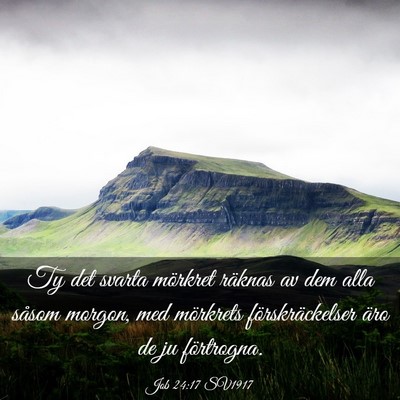Picture 03 - Job 24:17 SV1917 - Ty det svarta mörkret räknas av dem alla såsom - Bible Verse Picture