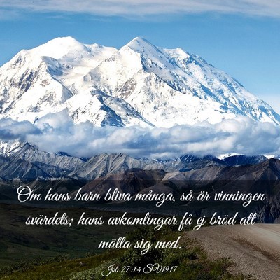 Picture 03 - Job 27:14 SV1917 - Om hans barn bliva många, så är vinningen - Bible Verse Picture