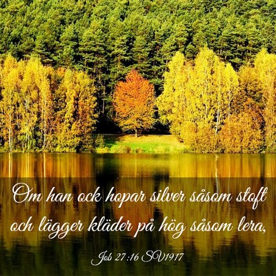 Picture 03 - Job 27:16 SV1917 - Om han ock hopar silver såsom stoft och lägger - Bible Verse Picture