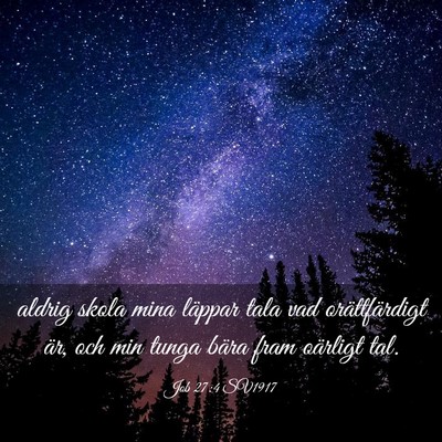 Picture 03 - Job 27:4 SV1917 - aldrig skola mina läppar tala vad orättfärdigt - Bible Verse Picture