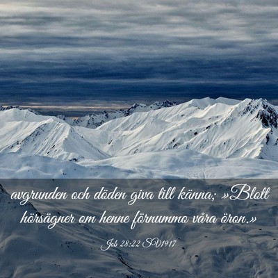 Picture 03 - Job 28:22 SV1917 - avgrunden och döden giva till känna; »Blott - Bible Verse Picture