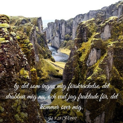 Picture 03 - Job 3:25 SV1917 - ty det som ingav mig förskräckelse, det drabbar - Bible Verse Picture