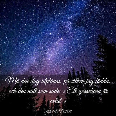 Picture 03 - Job 3:3 SV1917 - Må den dag utplånas, på vilken jag föddes, - Bible Verse Picture