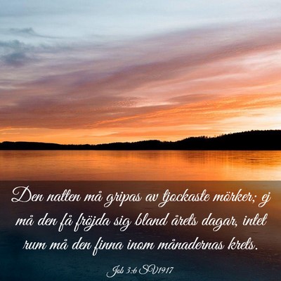 Picture 03 - Job 3:6 SV1917 - Den natten må gripas av tjockaste mörker; ej - Bible Verse Picture
