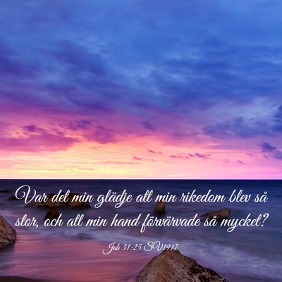 Picture 03 - Job 31:25 SV1917 - Var det min glädje att min rikedom blev så - Bible Verse Picture