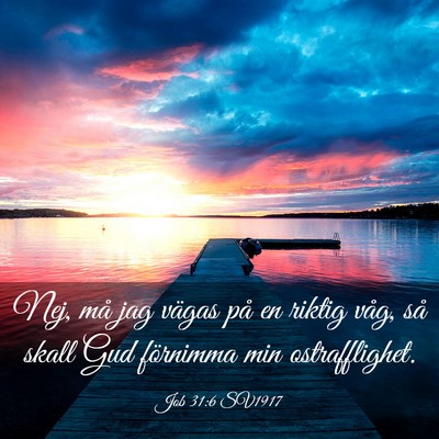 Picture 03 - Job 31:6 SV1917 - Nej, må jag vägas på en riktig våg, så skall - Bible Verse Picture