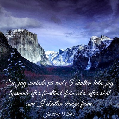 Picture 03 - Job 32:11 SV1917 - Se, jag väntade på vad I skullen tala, jag - Bible Verse Picture