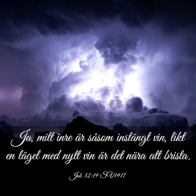 Picture 03 - Job 32:19 SV1917 - Ja, mitt inre är såsom instängt vin, likt en - Bible Verse Picture