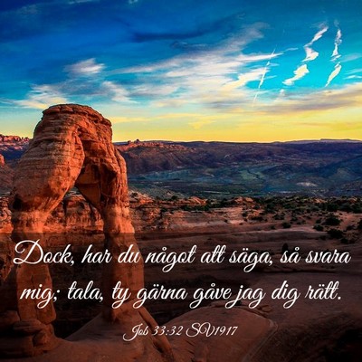 Picture 03 - Job 33:32 SV1917 - Dock, har du något att säga, så svara mig; - Bible Verse Picture