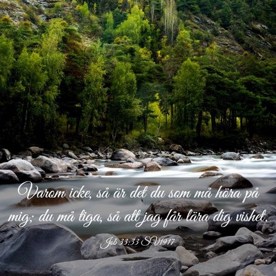 Picture 03 - Job 33:33 SV1917 - Varom icke, så är det du som må höra på mig; - Bible Verse Picture