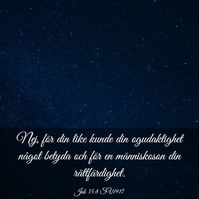 Picture 03 - Job 35:8 SV1917 - Nej, för din like kunde din ogudaktighet något - Bible Verse Picture