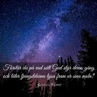 Picture 03 - Job 37:15 SV1917 - Förstår du på vad sätt Gud styr deras gång - Bible Verse Picture