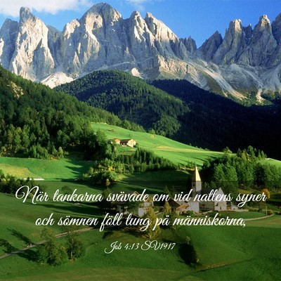 Picture 03 - Job 4:13 SV1917 - När tankarna svävade om vid nattens syner och - Bible Verse Picture