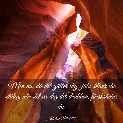 Picture 03 - Job 4:5 SV1917 - Men nu, då det gäller dig själv, bliver du - Bible Verse Picture