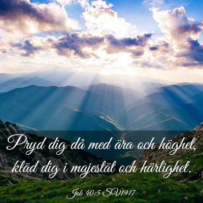 Picture 03 - Job 40:5 SV1917 - Pryd dig då med ära och höghet, kläd dig i - Bible Verse Picture