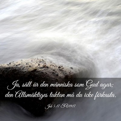 Picture 03 - Job 5:17 SV1917 - Ja, säll är den människa som Gud agar; den - Bible Verse Picture