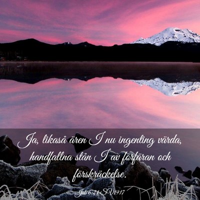 Picture 03 - Job 6:21 SV1917 - Ja, likaså ären I nu ingenting värda, - Bible Verse Picture