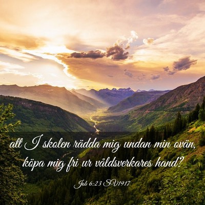 Picture 03 - Job 6:23 SV1917 - att I skolen rädda mig undan min ovän, köpa - Bible Verse Picture