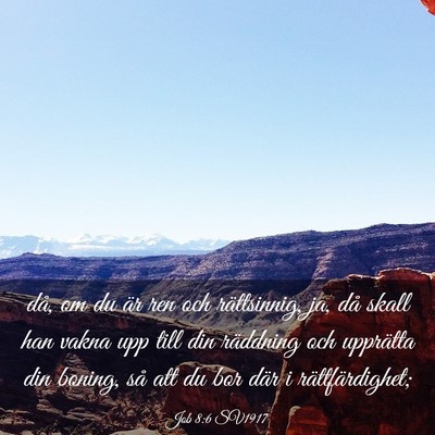 Picture 03 - Job 8:6 SV1917 - då, om du är ren och rättsinnig, ja, då skall - Bible Verse Picture