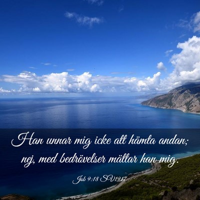 Picture 03 - Job 9:18 SV1917 - Han unnar mig icke att hämta andan; nej, med - Bible Verse Picture