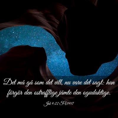 Picture 03 - Job 9:22 SV1917 - Det må gå som det vill, nu vare det sagt: han - Bible Verse Picture