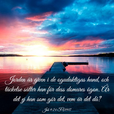 Picture 03 - Job 9:24 SV1917 - Jorden är given i de ogudaktigas hand, och - Bible Verse Picture
